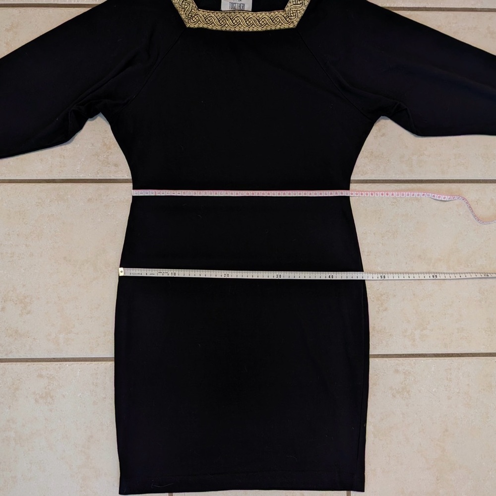 Real Y2K Vintage Together! Brand Gold and Black Dress Celtic Design Square Neck - Picture 5 of 9